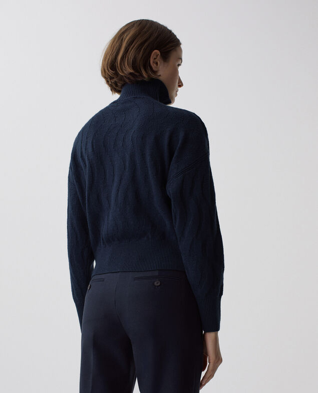 Cárdigan con cremallera con lana merino J690 blueberry