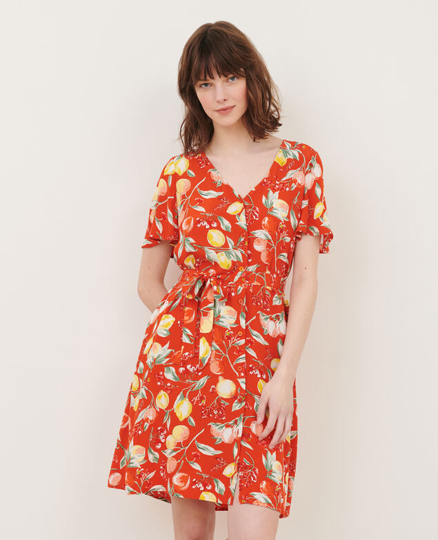 LAËTITIA - Vestido corto fluido 103 print orange