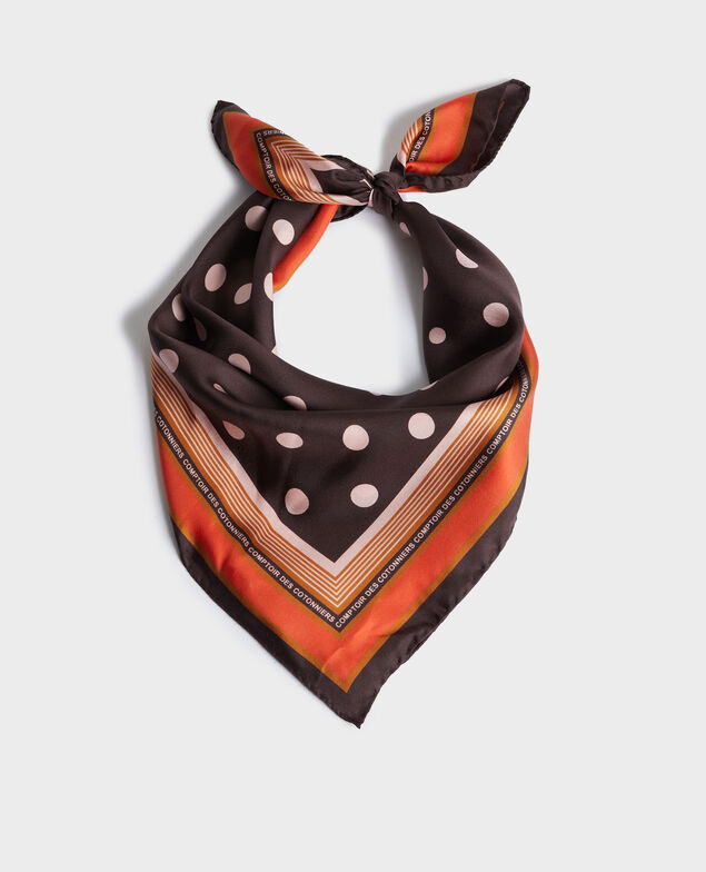 Foulard cuadrado de seda con lunares Black coffee