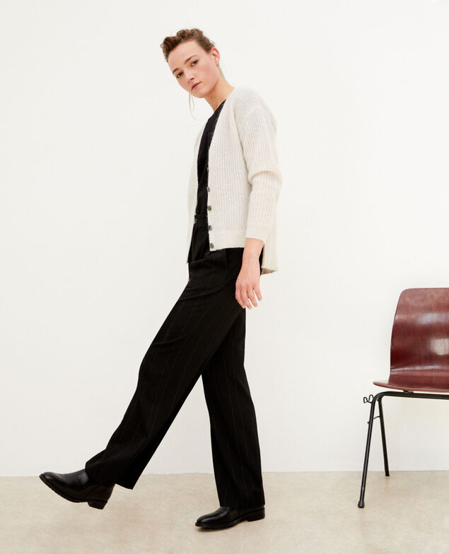 Cárdigan con mohair Silver gray/off white/lurex