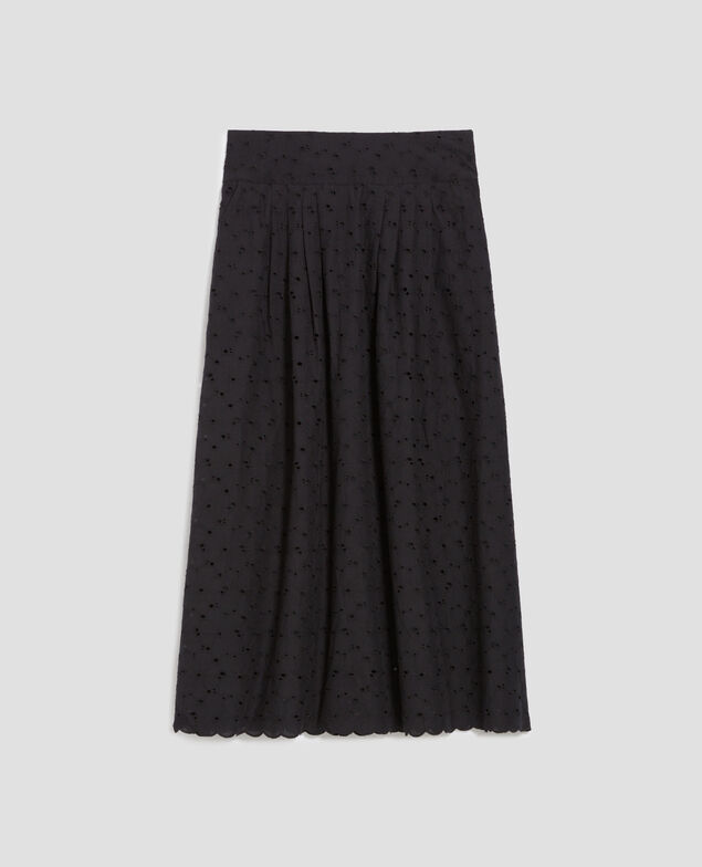 Falda larga con bordado inglés H091 black beauty