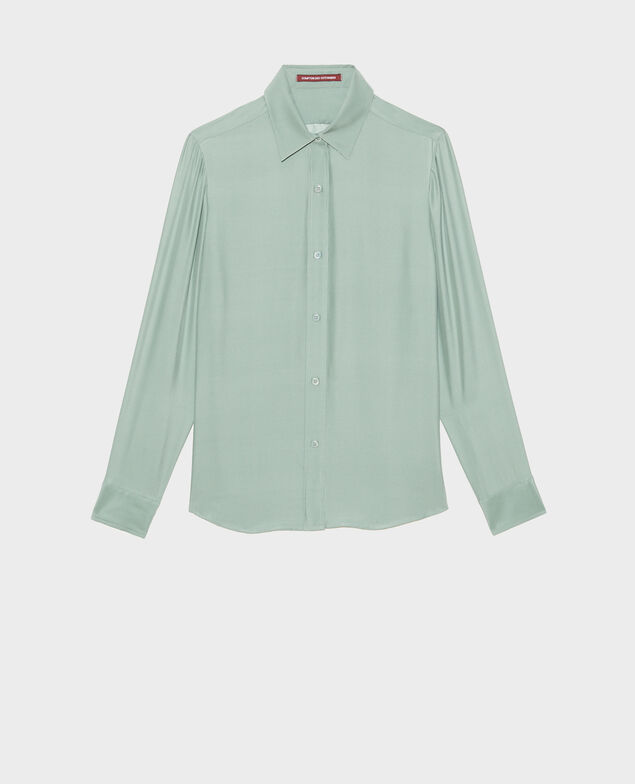  Camisa masculina de seda con manga larga Chinois green