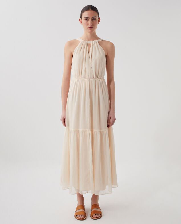 Vestido largo fluido H303 white swan