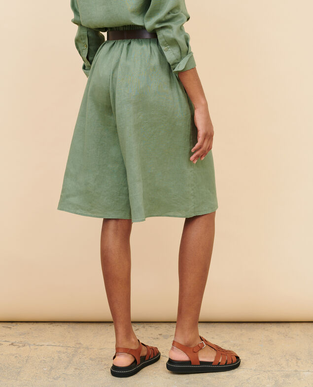 BABETH - Falda-pantalón de lino 52 green