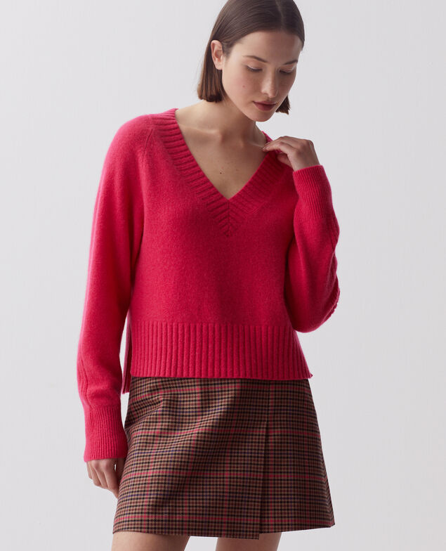 Jersey con cuello de pico de cachemir I120 virtual pink