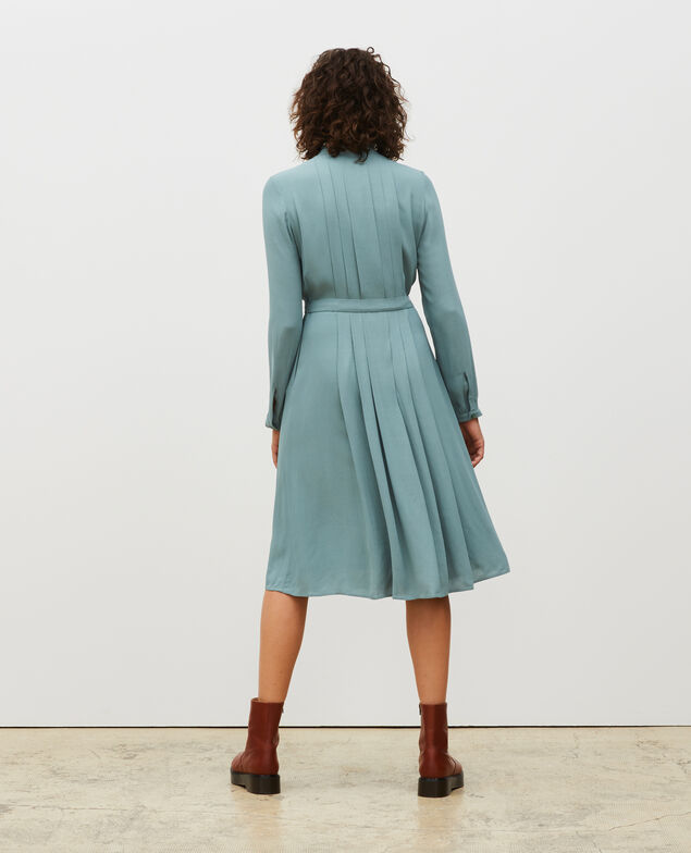 Vestido plisado con cinturón  Treillis