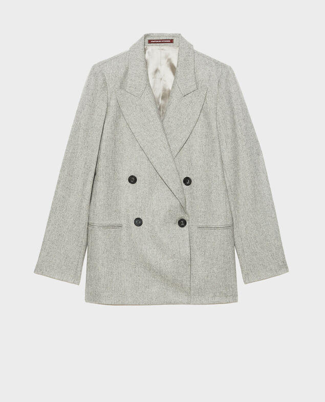 Blazer cruzado de lana Light grey melange