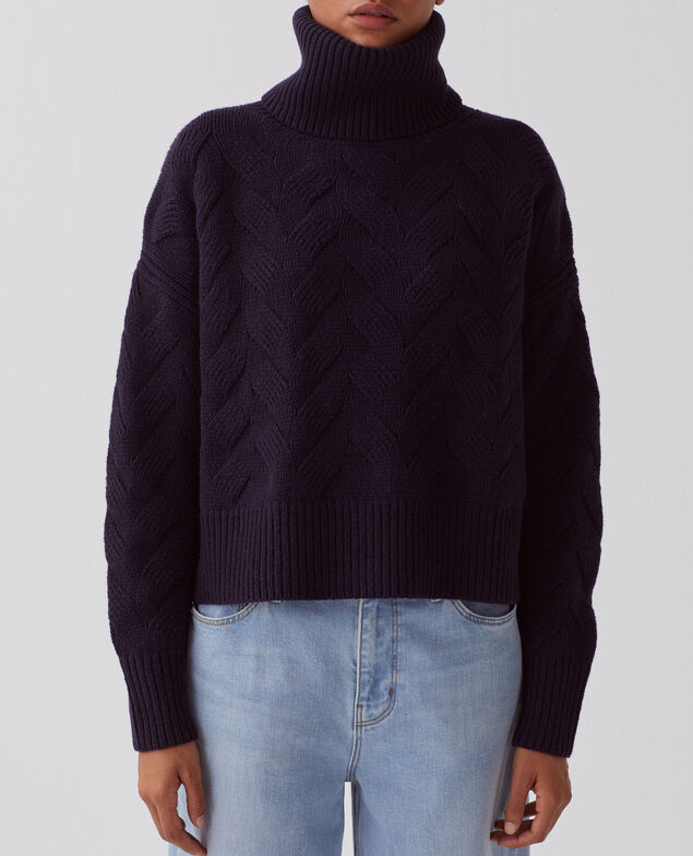 Jersey con cuello vuelto de lana H695 night sky