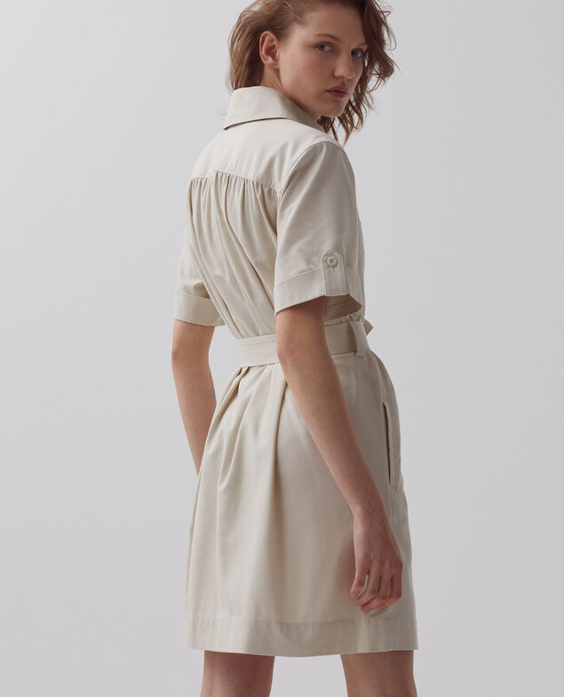 Vestido cargo con cremallera I013 beige
