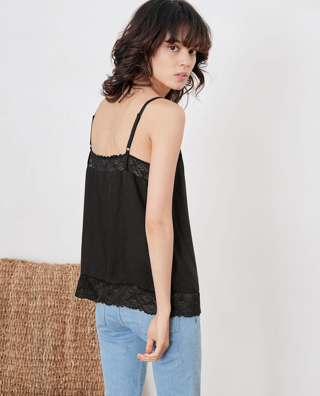 Top estilo salto de cama con encaje Noir