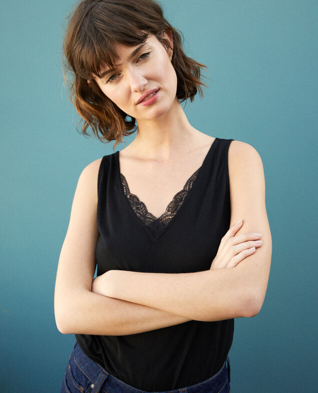 Camiseta de tirantes con encaje Noir
