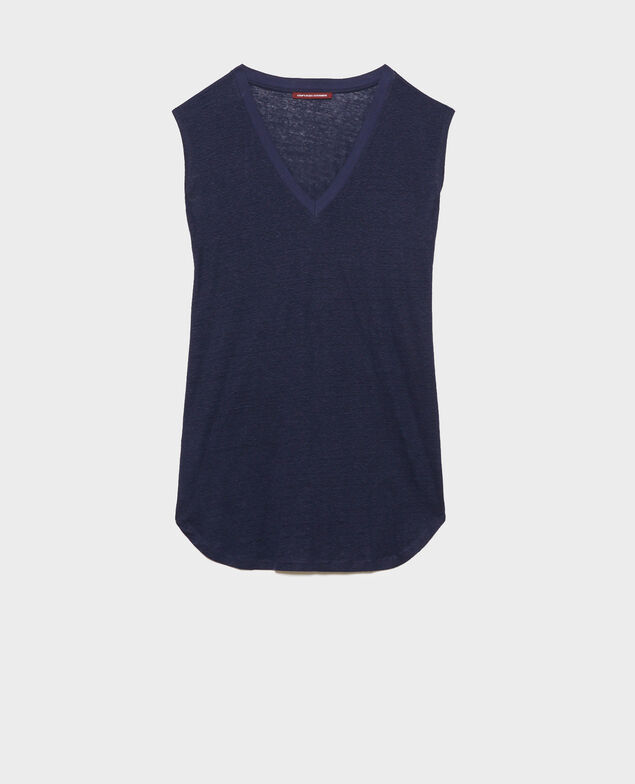 Vestido corto de lino 68 blue