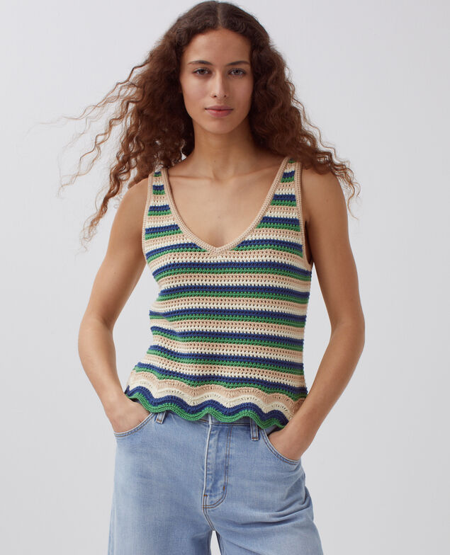 Camiseta de tirantes de crochet H543 st multic green