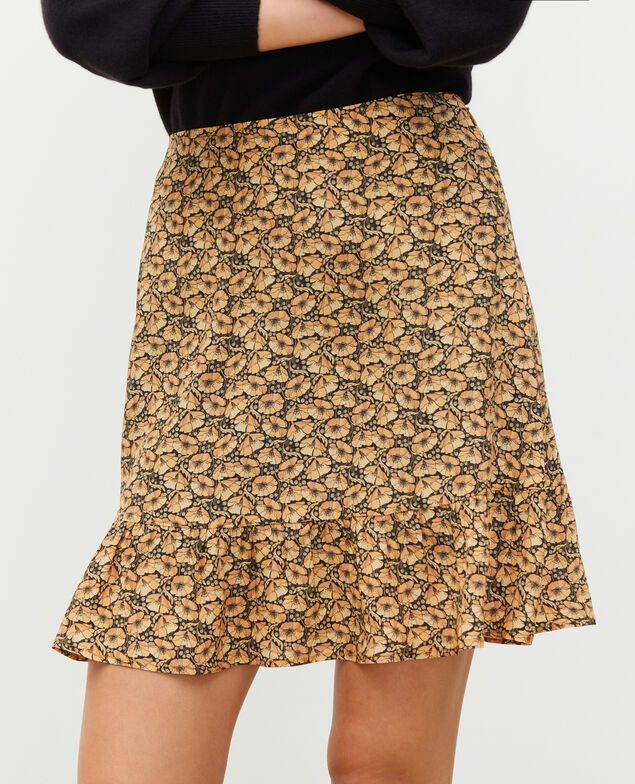 Falda corta estampada de seda Print artdeco lemoncurry