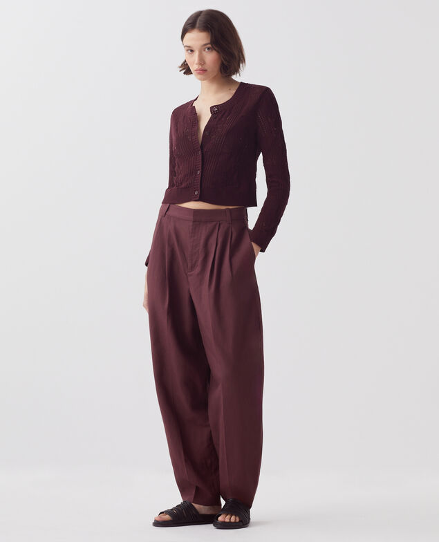 Cárdigan de crochet con motivo floral J380 decadent chocolate
