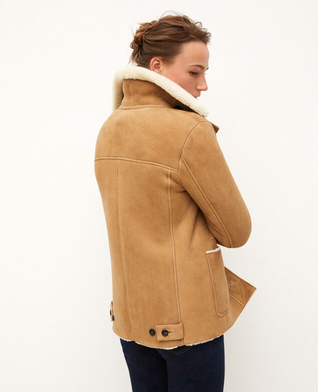Chaqueta de piel vuelta Beige