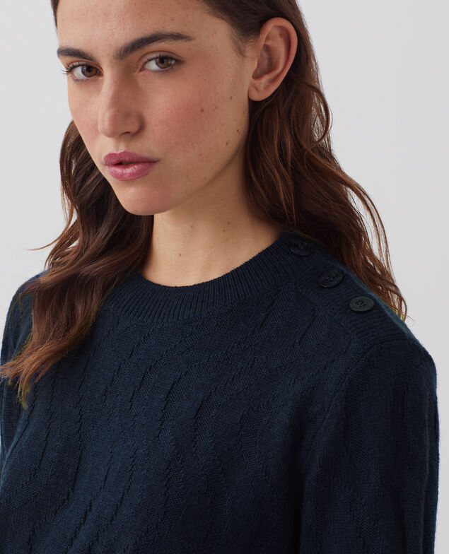 Jersey cuello redondo de lana merino J690 blueberry