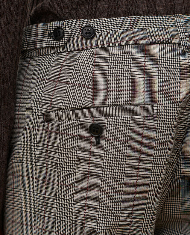MARGUERITE - Pantalón cigarette de lana A030 grey check