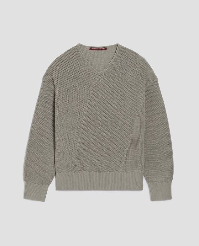 Jersey de algodón y cuello de pico J050 shadow gray