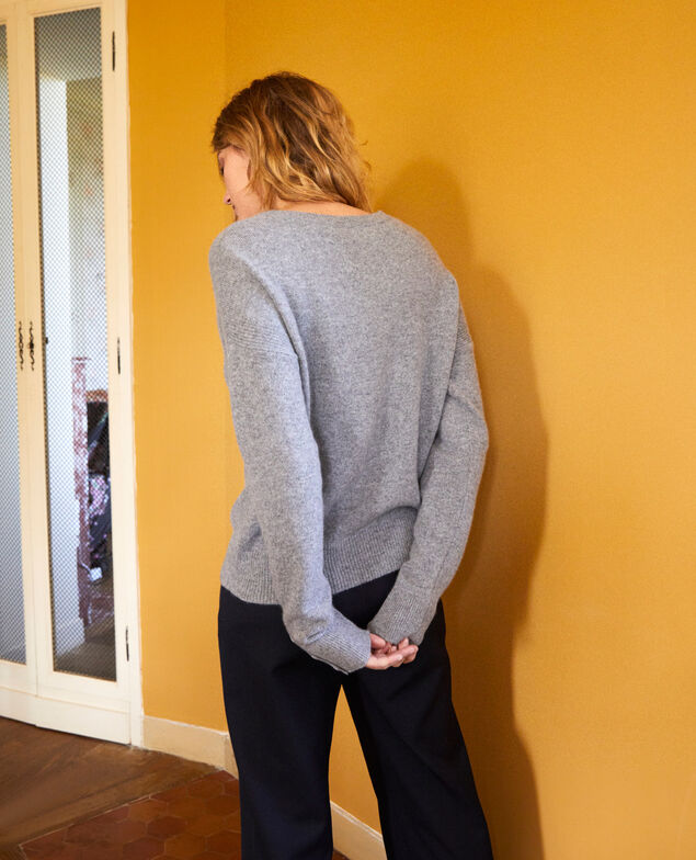 Jersey con botones en las mangas de 100% cachemir Light grey