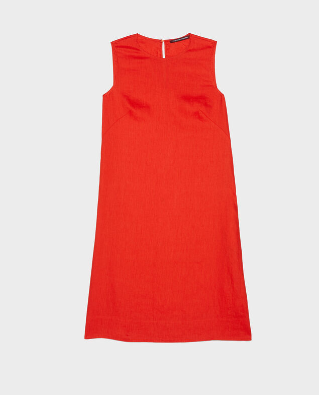 Vestido 100 % de lino Fiery red