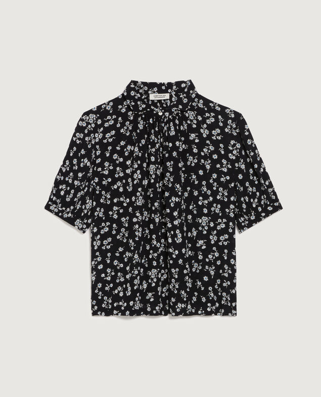 Blusa fluida de manga corta K094 daisy black