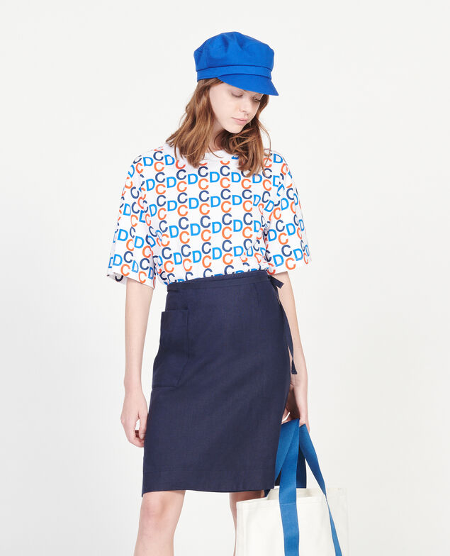 Falda cruzada de lino Maritime blue