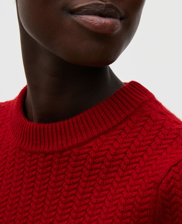 Jersey de lana con cuello redondo, trenzas y espigas Royale red