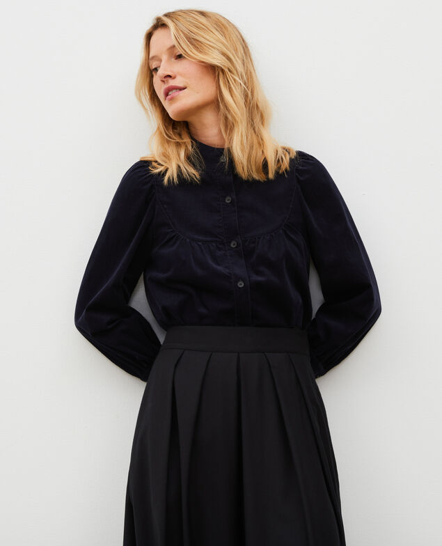 Camisa de terciopelo con pechera Night sky