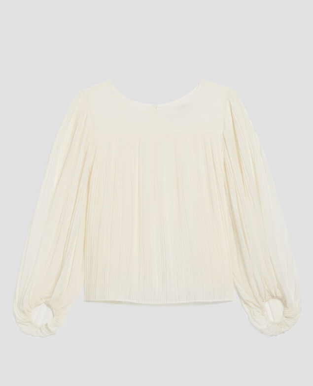 Blusa fluida plisada I012 papyrus creme