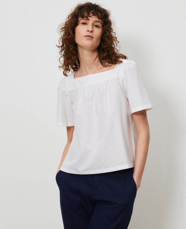Top de seda y algodón Brilliant white