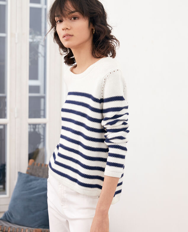 Jersey de rayas Off white/marine