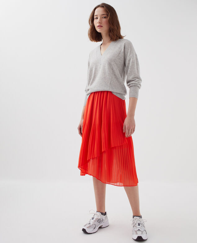 Falda midi plisada fluida I250 cherry tomato