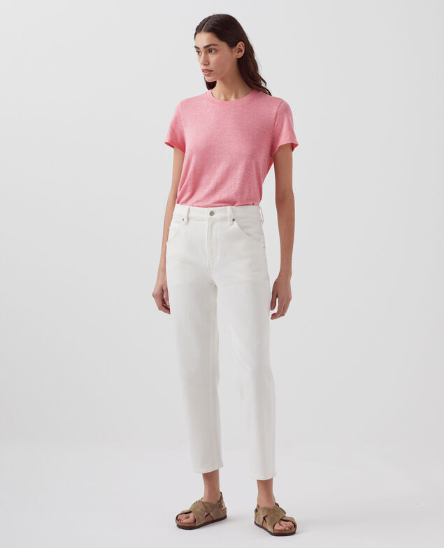 AMANDINE - Camiseta con cuello redondo de lino H110 lantana