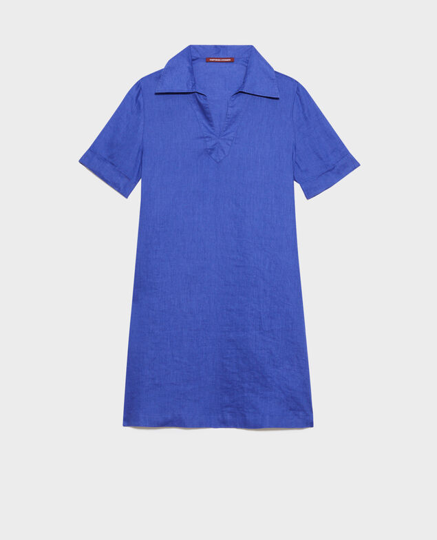 DAISY - Vestido de lino estilo casaca marinera Royal blue