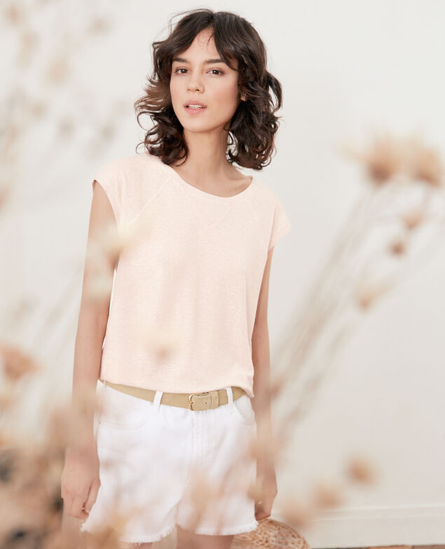 Camiseta irisada con lino Nude