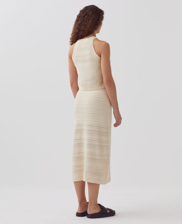Falda midi de crochet de algodón H304 albore