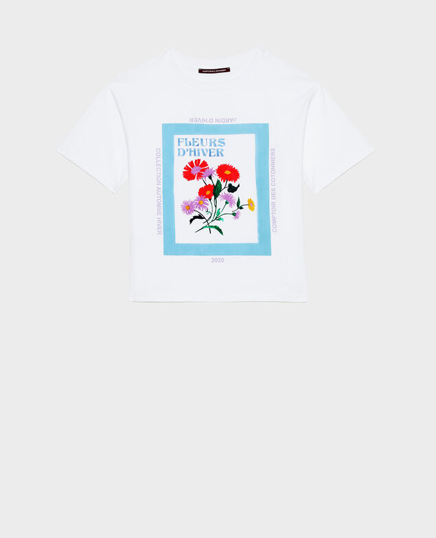 Camiseta amplio de algodón manga corta Forget me not