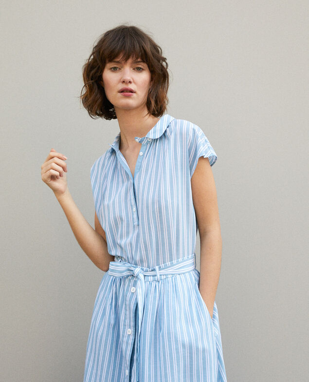 Camisa con cuello redondo Adriatic/off white stripes