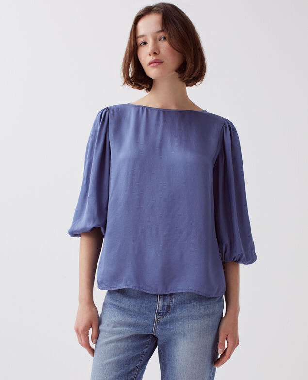 Blusa fluida de manga 3/4 I640 gray blue