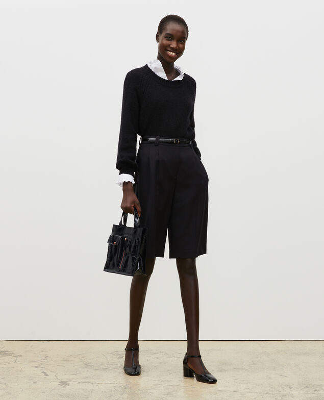 Jersey ancho de lana con escote de barco Black beauty