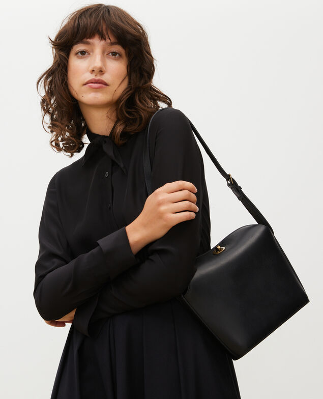  Blusa de seda con manga larga y cuello para atar Black beauty