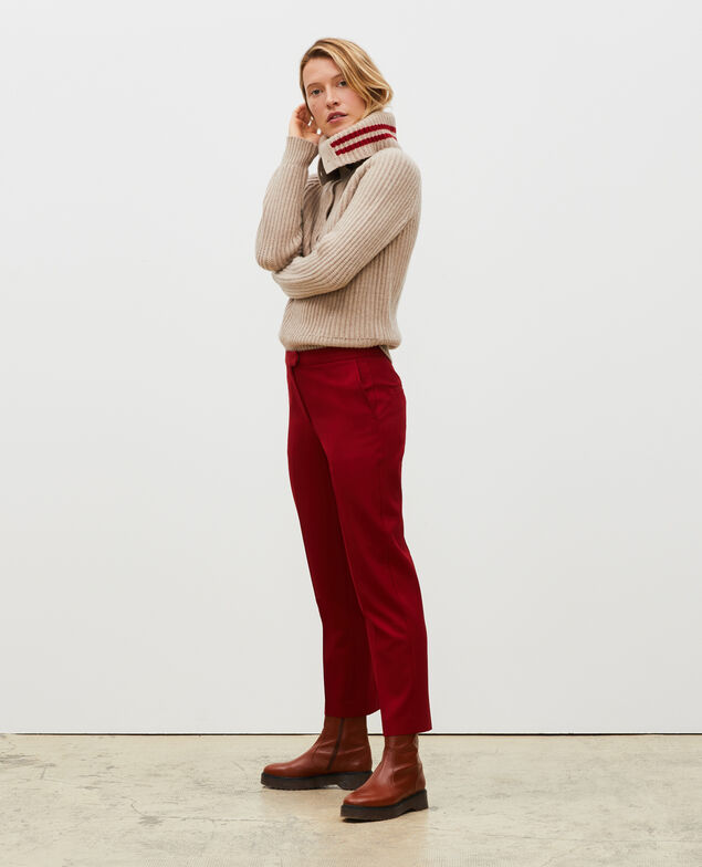 Jersey ancho cuello alto con cremallera de lana Latte