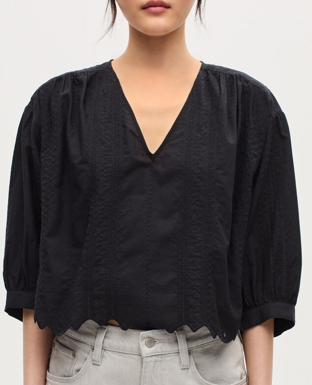 Blusa bordada de algodón H091 black beauty