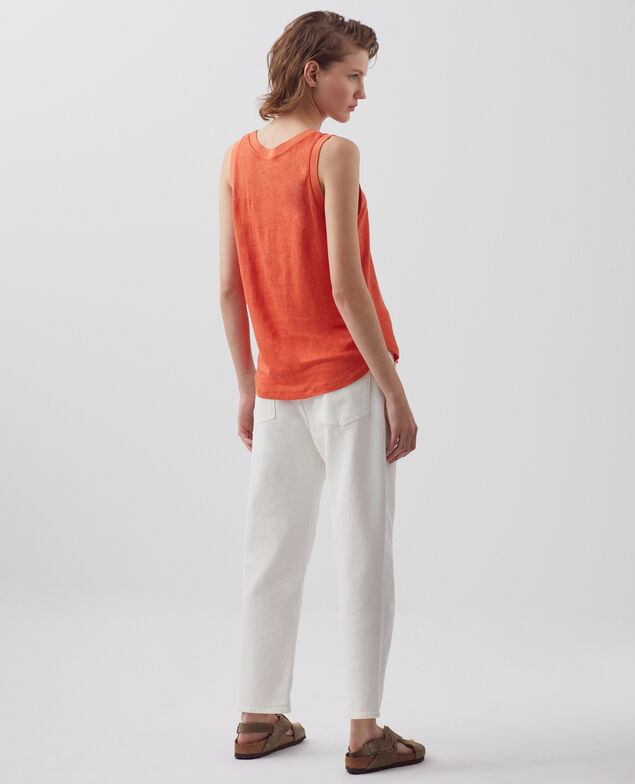 Camiseta sin mangas de lino 0250 tiger lily orange