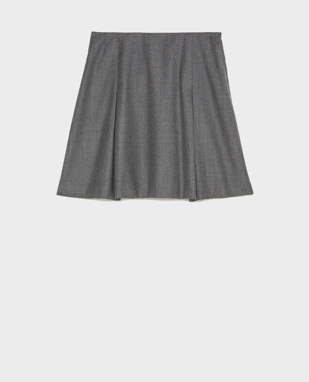 Falda trapecio corta de franela de lana Medium grey melange