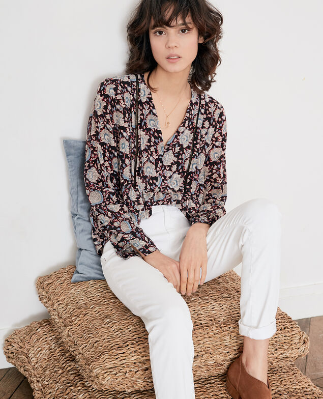 Blusa de seda estampada Darjeeling black