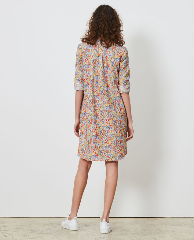 Vestido camisero de algodón y seda Prairie gardenia