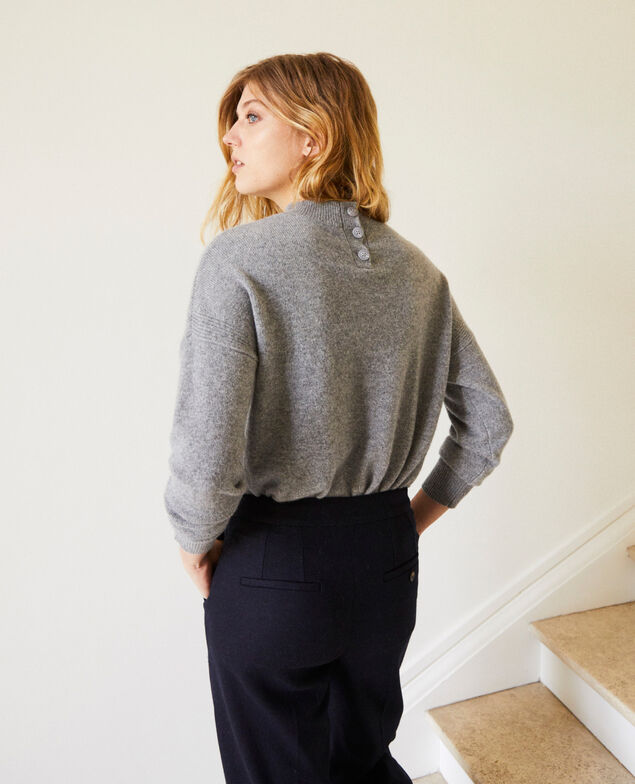 Jersey con botones en la espalda de 100% cachemir Light grey