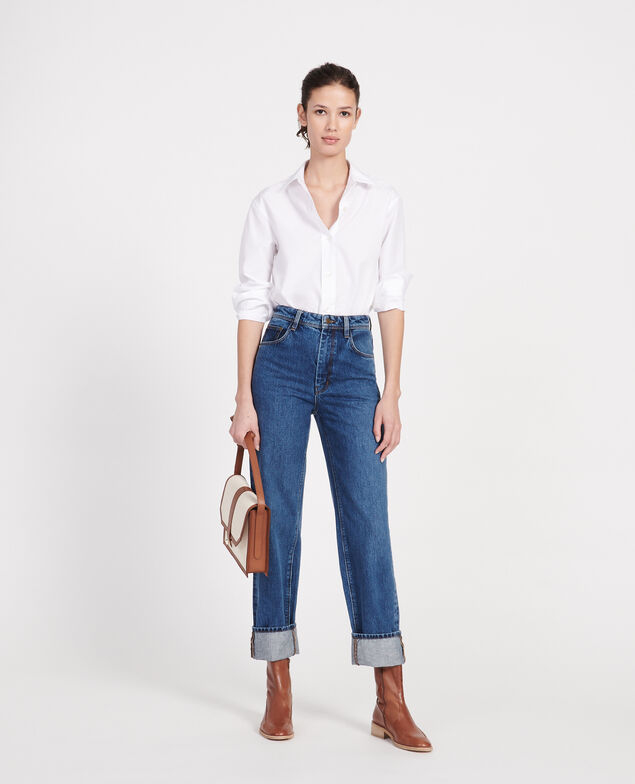 Jeans talle alto y corte recto Denim medium wash